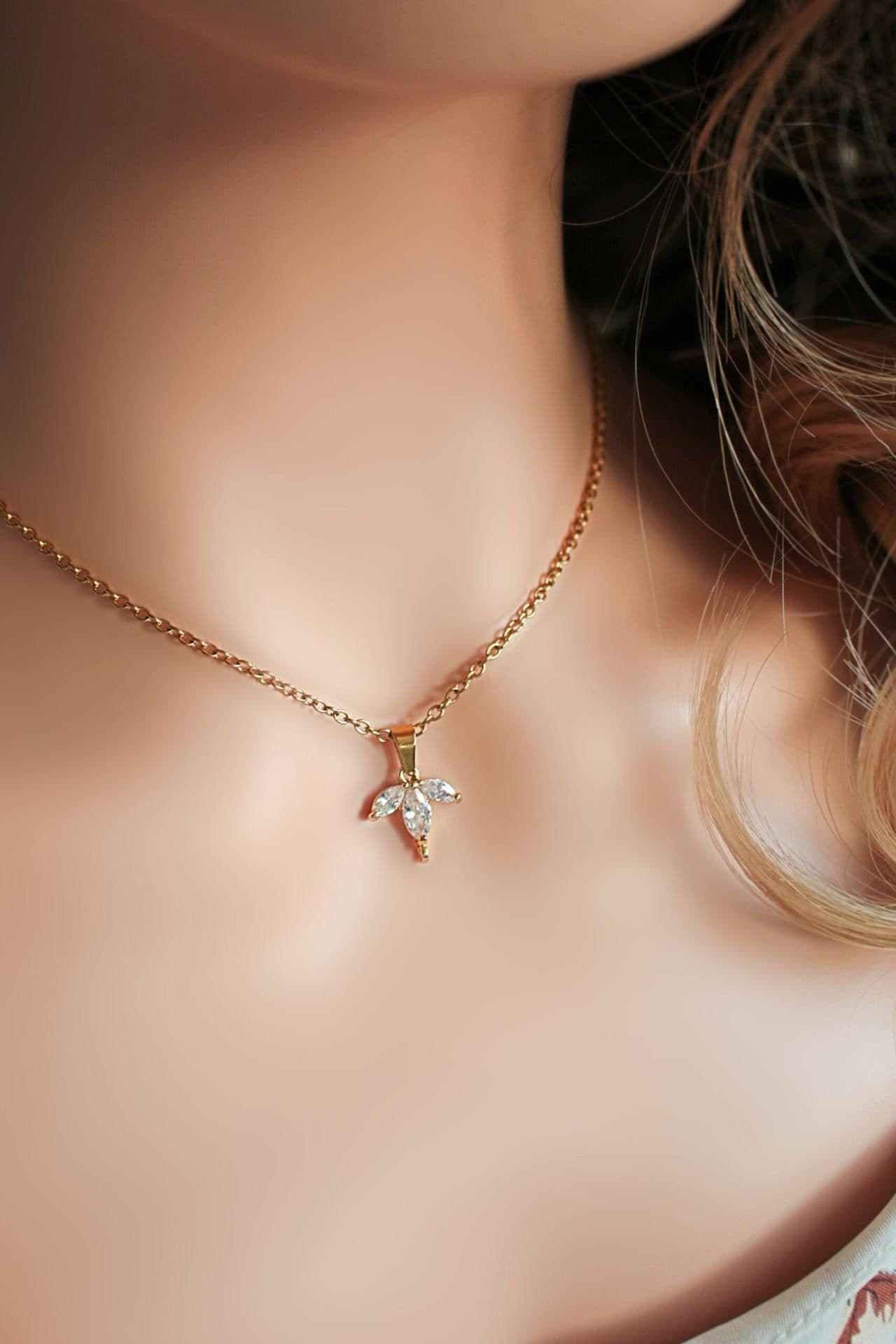 image-Bloom 24K CZ Flower Petal Pendant Necklace