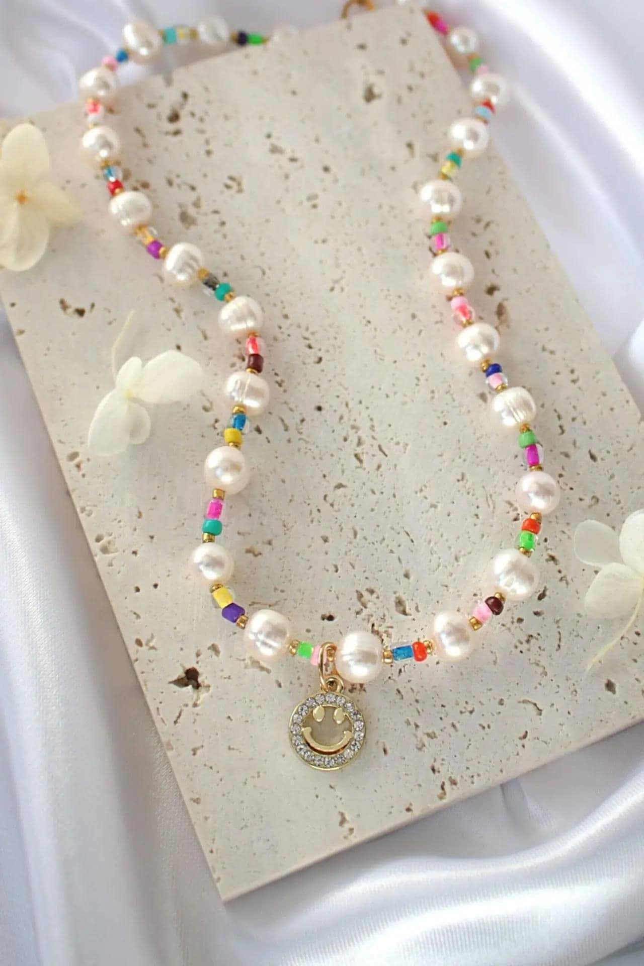 image-"Happy Day" | 24K Gold Freshwater Pearls & Colorful Beads Choker