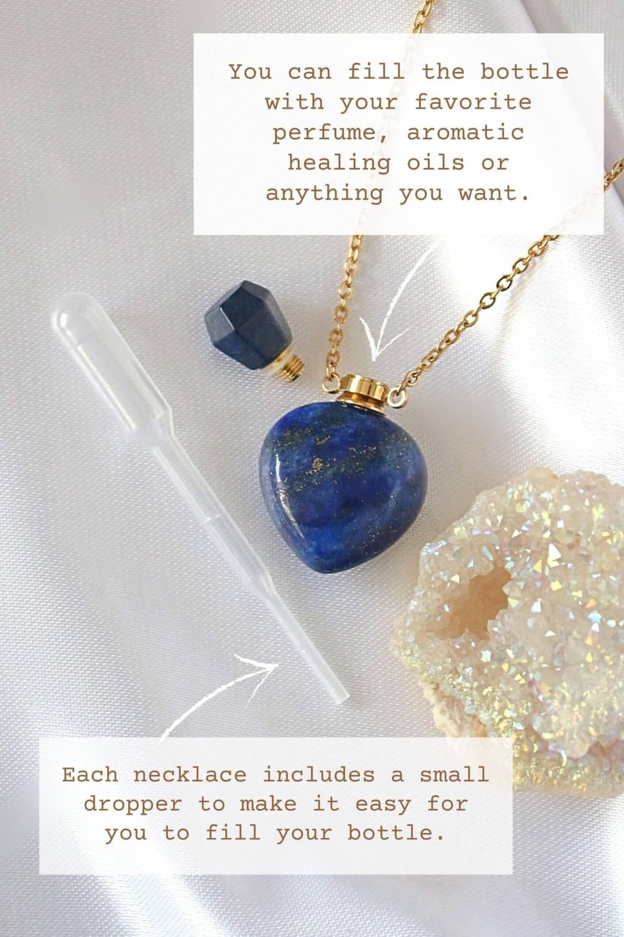 image-Royal Bottle | 24K Natural Lapis Lazuli Crystal Bottle Necklace