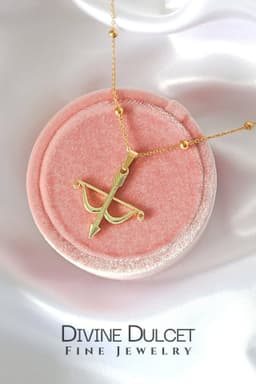 image-24K Cupid's Arrow Bow Pendant Necklace