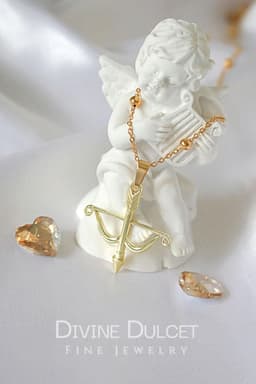 image-24K Cupid's Arrow Bow Pendant Necklace