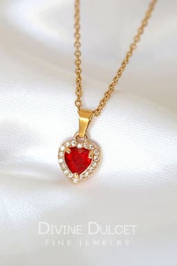 image-Darling | 24K Red CZ Heart Necklace
