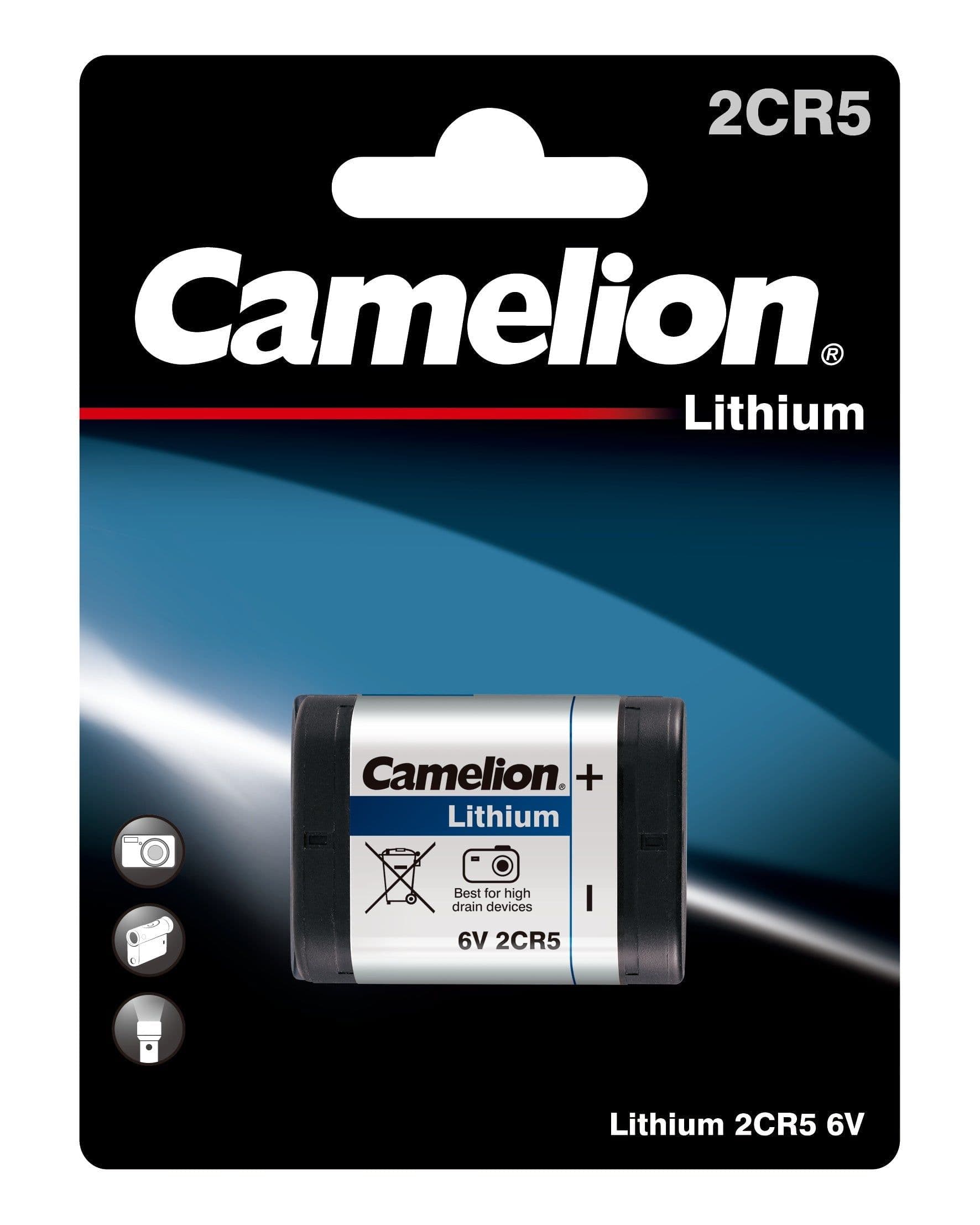 image-Camelion 2CR5 6 Volt Lithium Primary 1pk Blister Non-Rechargeable