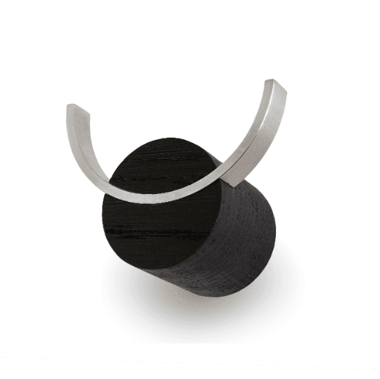 image-Wall hook DEER | Black painted oak wood, stainless steel