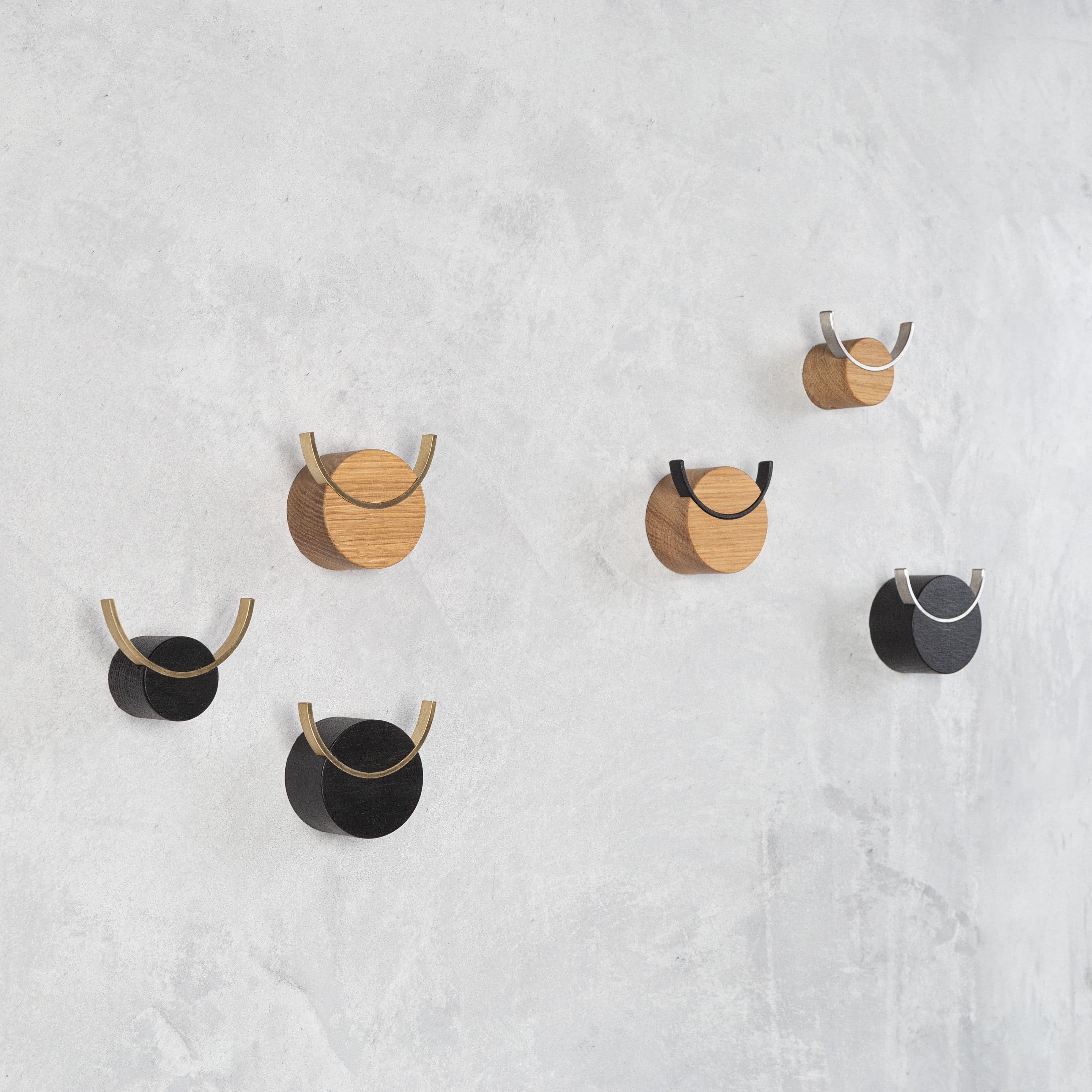 image-Wall hook DEER | Black painted oak wood, stainless steel
