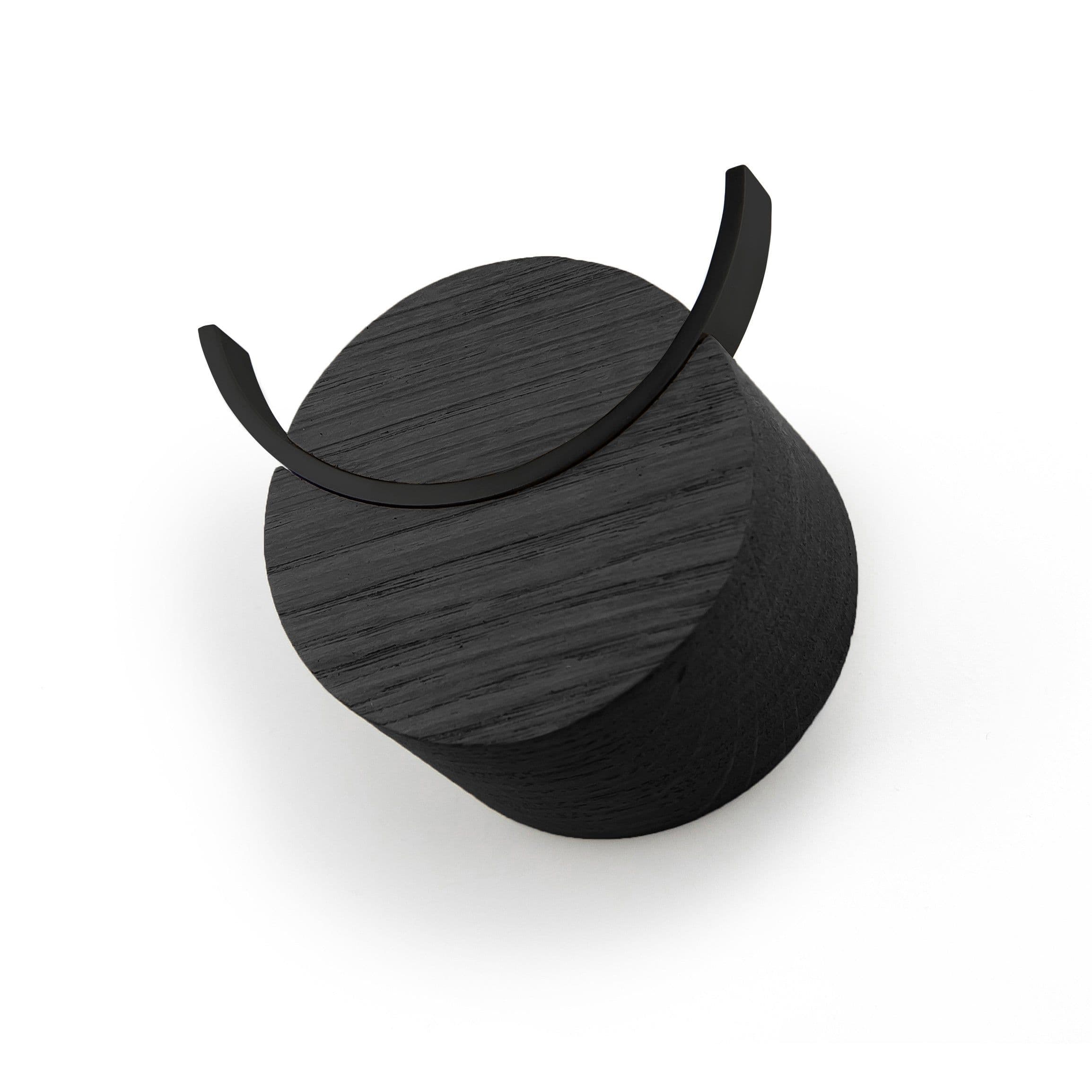 image-Wall hook DEER | Black painted oak wood, black painted steel