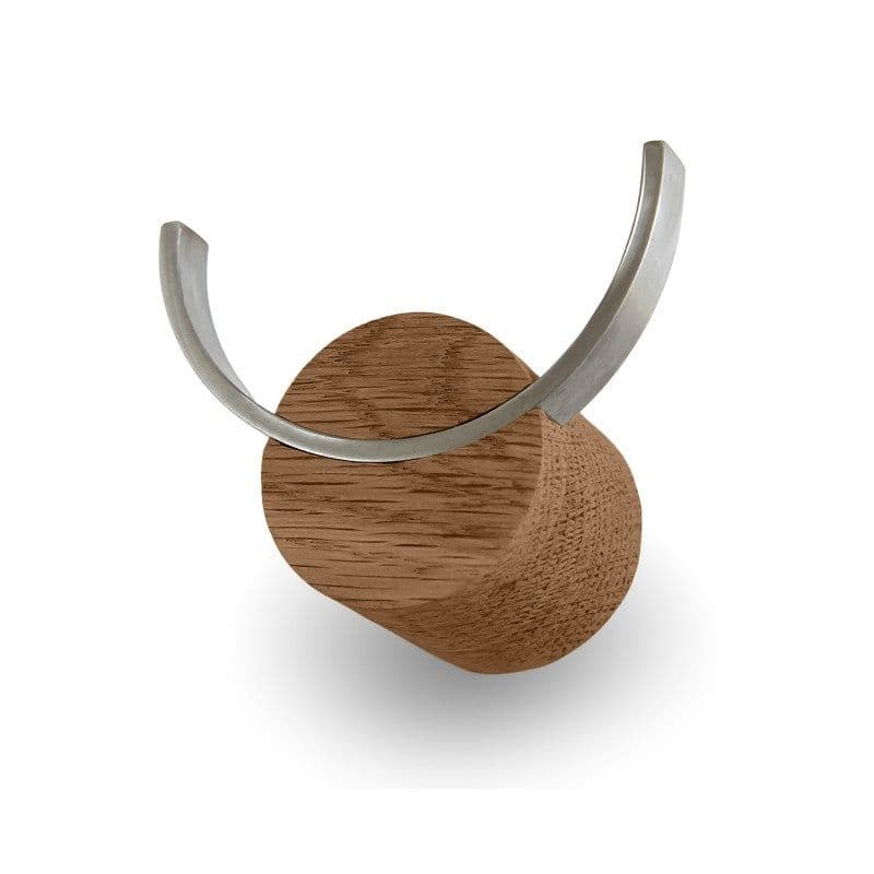 image-Wall hook DEER | walnut color oak wood, stainless steel