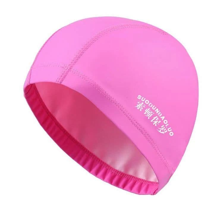 image-Waterproof PU Fabric Swim Cap Swimming Pool Accessories Water Sport Protect Ear Long Hair Bath Hat Plus Size for Men Women Adult