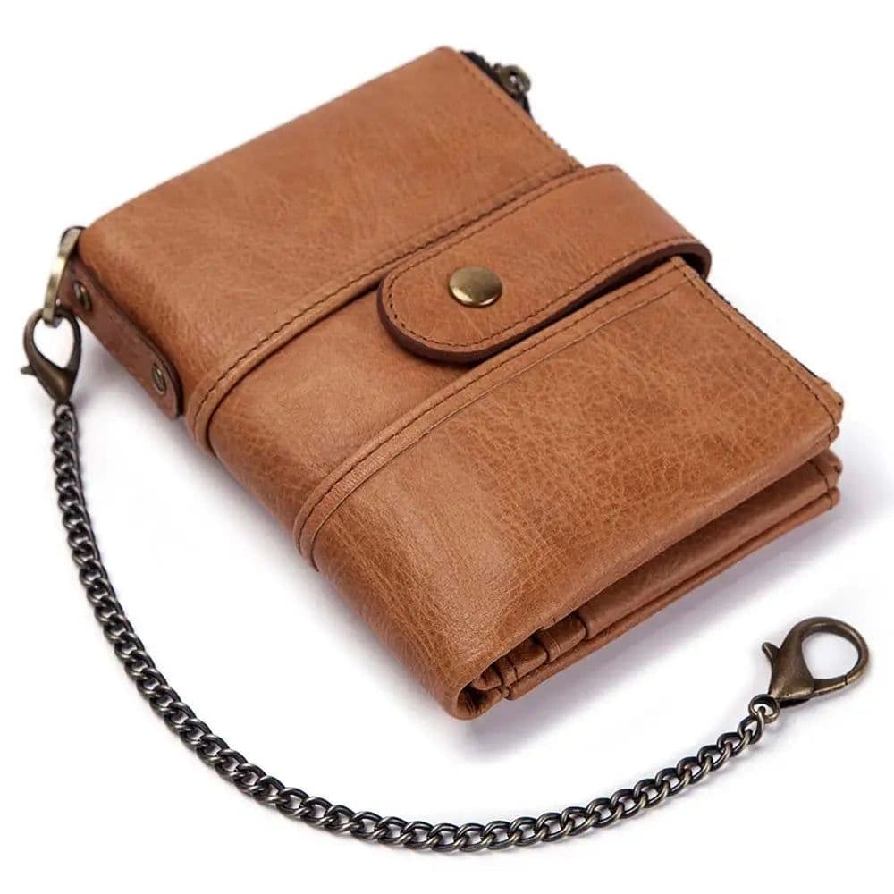 image-KAVIS 100% Genuine Leather Rfid Wallet Men Crazy Horse Wallets Coin Purse Short Male Money Bag Quality Designer Mini Walet Small