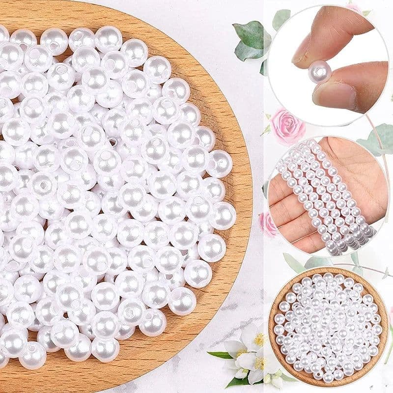 image-4/6/8/10/12/14/16mm Pearl Beads ABS Loose Round Beads Craft for Fashion Jewelry Making White Beige DIY Imitation Garment Beads