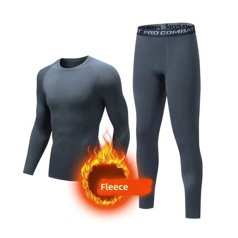 image-Autumn Winter Compression Tracksuit Men Thermal Underwear Fleece Lingerie Set For Skiing Thermos Shirt Set Man Ski Snow Clothing