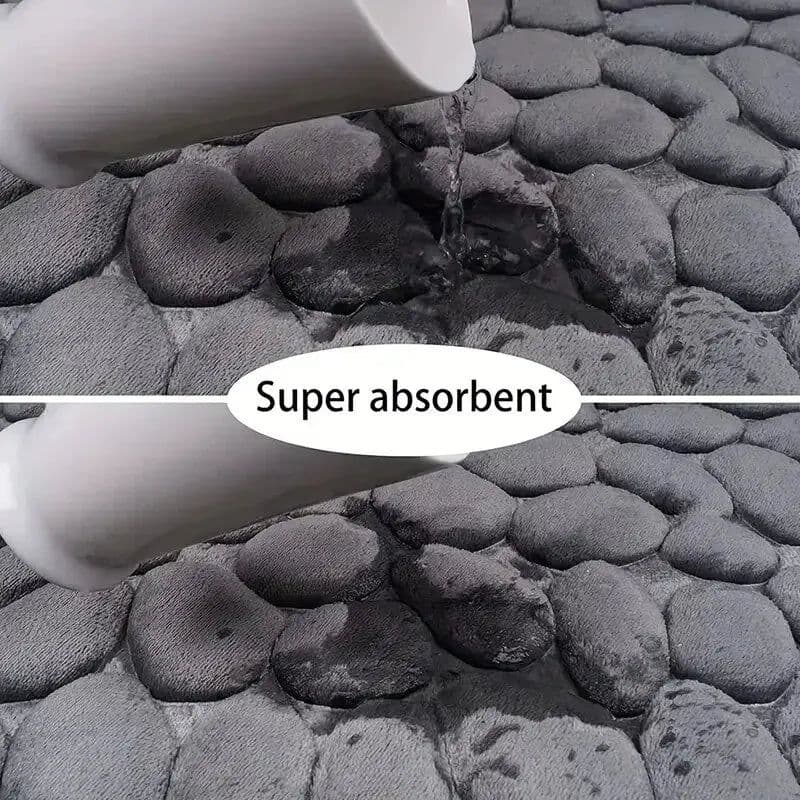 image-1pc embossed fiber carpet, bathroom living room anti slip mat, pebble floor mat, household items