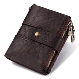 image-KAVIS 100% Genuine Leather Rfid Wallet Men Crazy Horse Wallets Coin Purse Short Male Money Bag Quality Designer Mini Walet Small