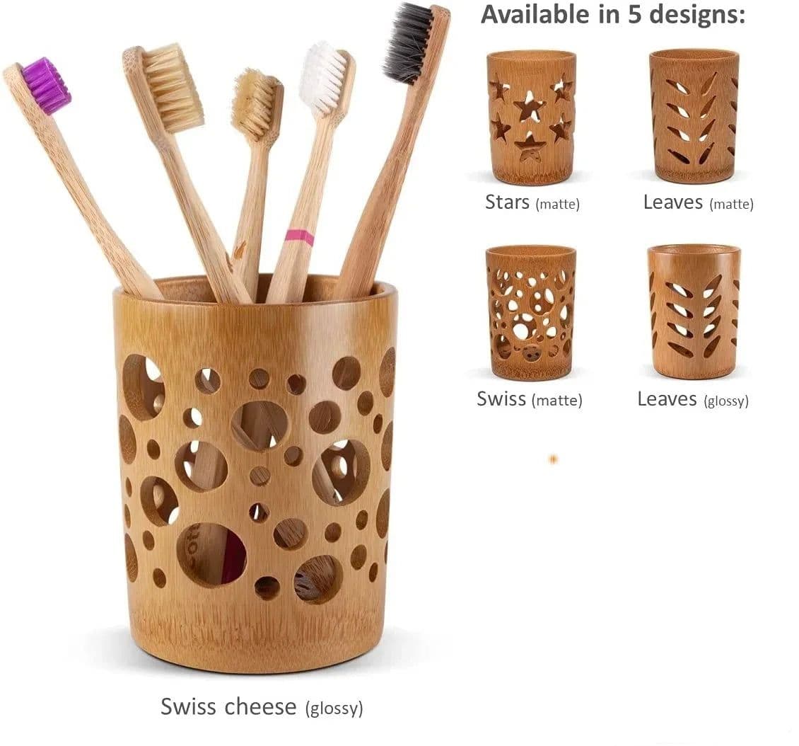 image-Bamboo toothbrush holder bamboo toothbrush accessories toothbrush pen makeup brush organizer biodegradable (Circular )