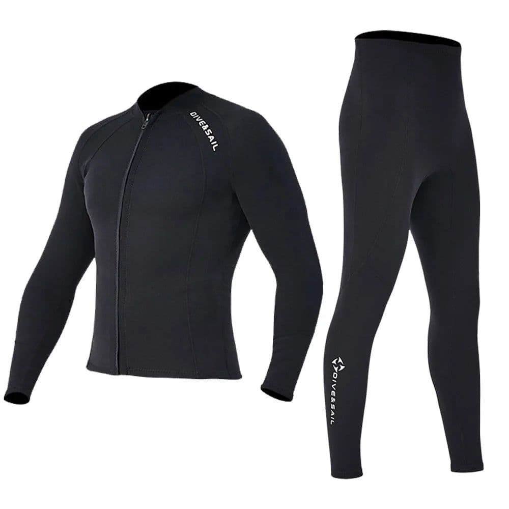 image-2mm Premium Diving Suit for Men Women Wetwuit Pants Split Body Jacket Pants Neoprene Swimwear Keep Warm Black