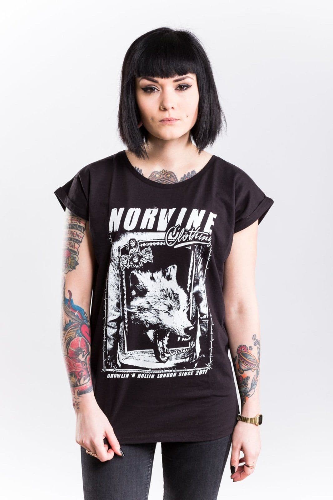 image-WOLF Women's Rolled Sleeve Tunic T-Shirt