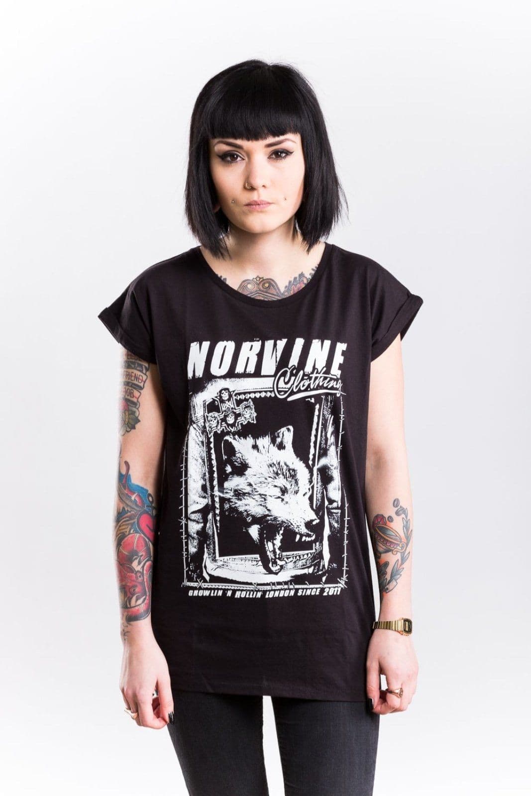 image-WOLF Women's Rolled Sleeve Tunic T-Shirt