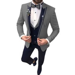 image-Cross-border new men's suit three-piece lapel slim wedding groom best man suit men's suit