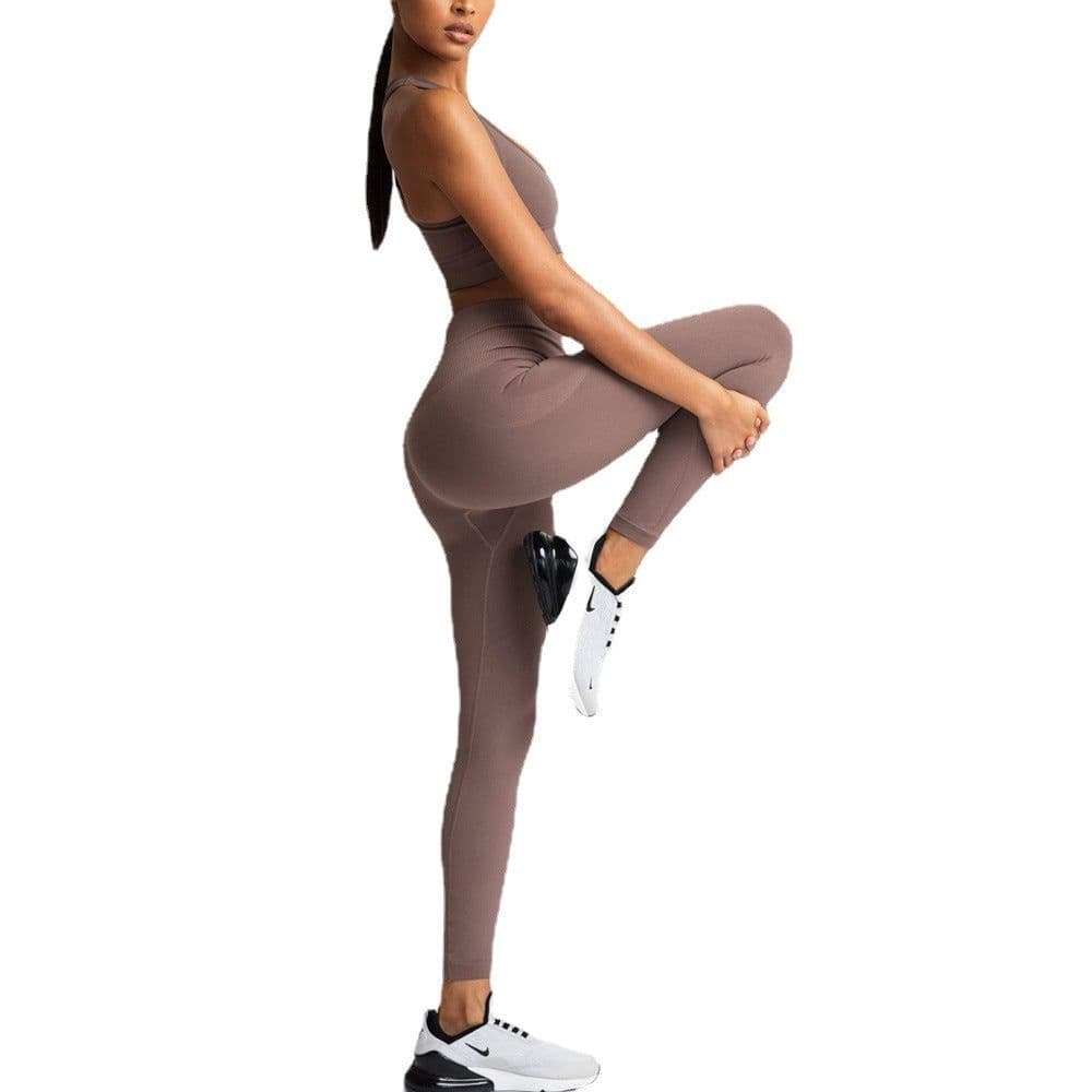 image-European and American Seamless Knitting Slim Hip Lifting Moisture Wicking Sports Fitness Wear Beautiful Back Fitness Bra Yoga Suit