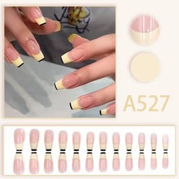 image-Summer fresh, sweet and cool style manicure, wearable nail pieces, French line blending, removable fake nail pieces, finished products wholesale