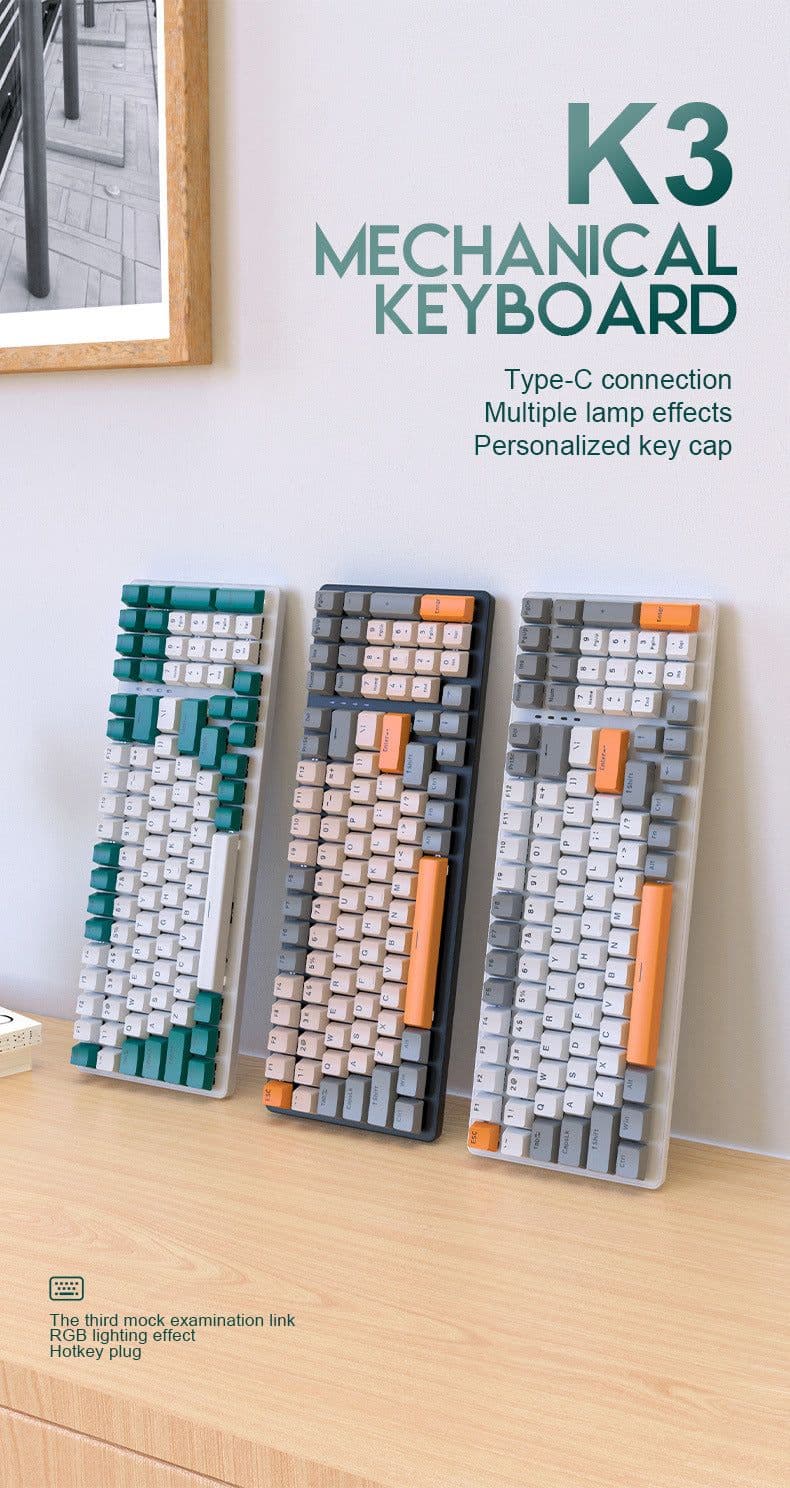 image-Free Wolf K3 Mechanical Gaming Keyboard 100 Keys