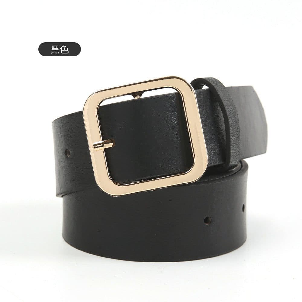 image-Women's Belt Brown Imitation Leather Square Buckle