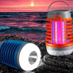 image-Cross-border new LED electric shock mosquito killer lamp, outdoor USB rechargeable lighting mosquito trap, household silent mosquito repellent