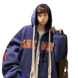 image-Men's Cardigan Sweater Hooded Zipper - Apricot 4XL