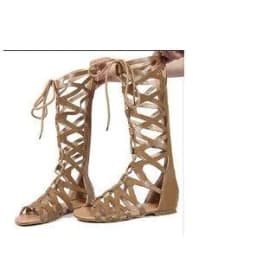 image-Roman Sandals Women - Light Brown Hollow PU