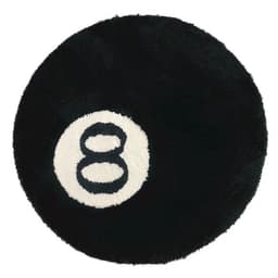 image-Simple Black Flocking Round Mat - Non-Slip