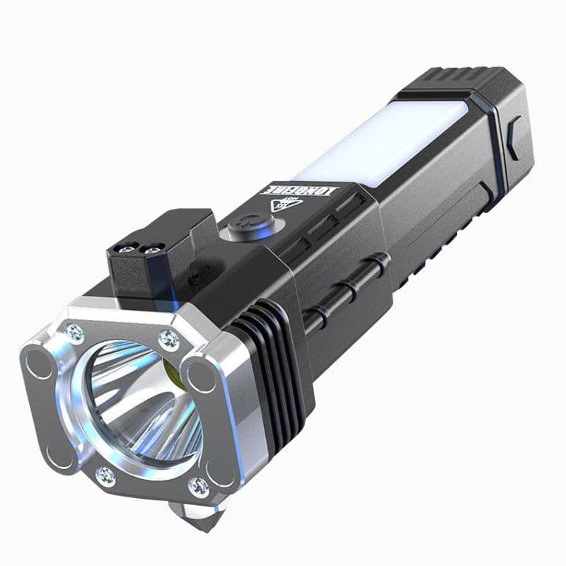 image-Car Safety Hammer - LED Flashlight Multi-Tool Silver