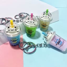 image-Cat Milk Tea Cup Keychain - Pearl Acrylic