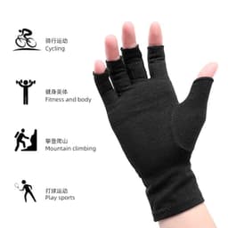 image-Cotton Polyester Half-Finger Cycling Gloves Grey L