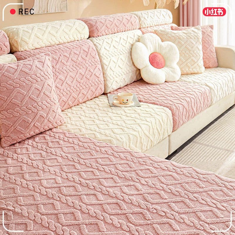 image-Hongyuan Fashion Universal Winter Sofa Cover - Light Gray, 45x45cm, Polyester