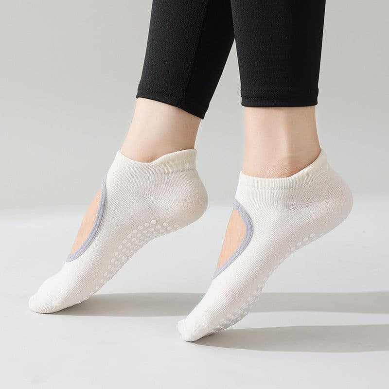image-Women's Anti-Slip Yoga Socks - Light Purple Short