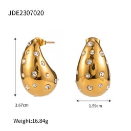 image-18K Gold Plated Stainless Steel Zircon Earrings Women