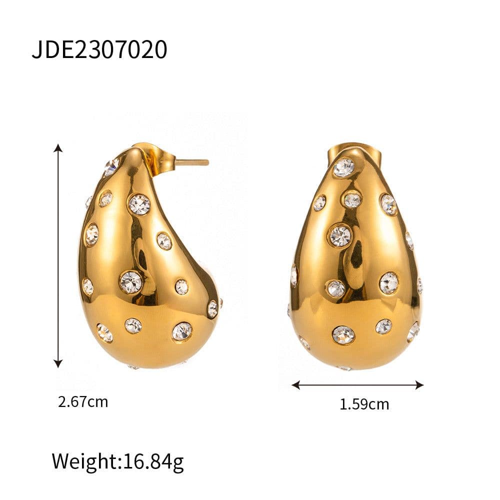 image-18K Gold Plated Stainless Steel Zircon Earrings Women