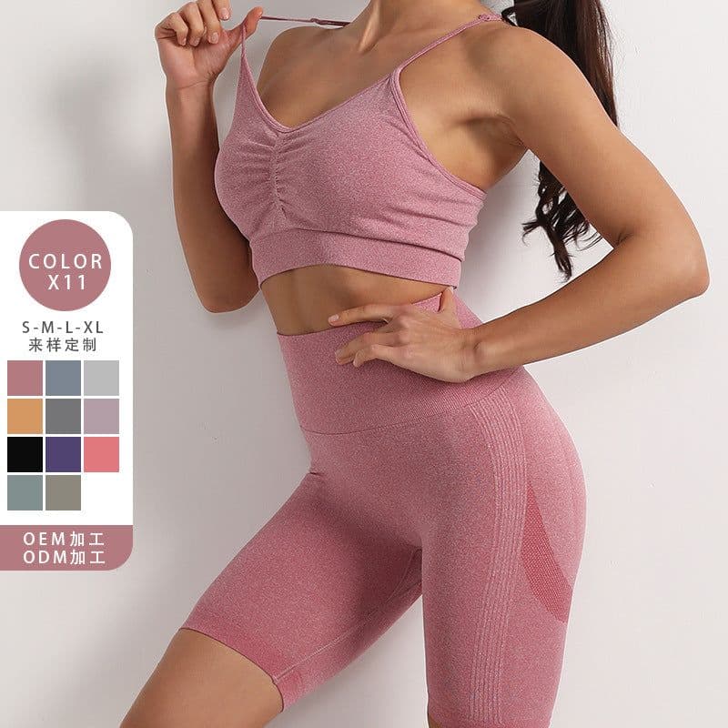 image-Yoga Suit Set - Green Spandex Leggings, Sports Bra, L Size