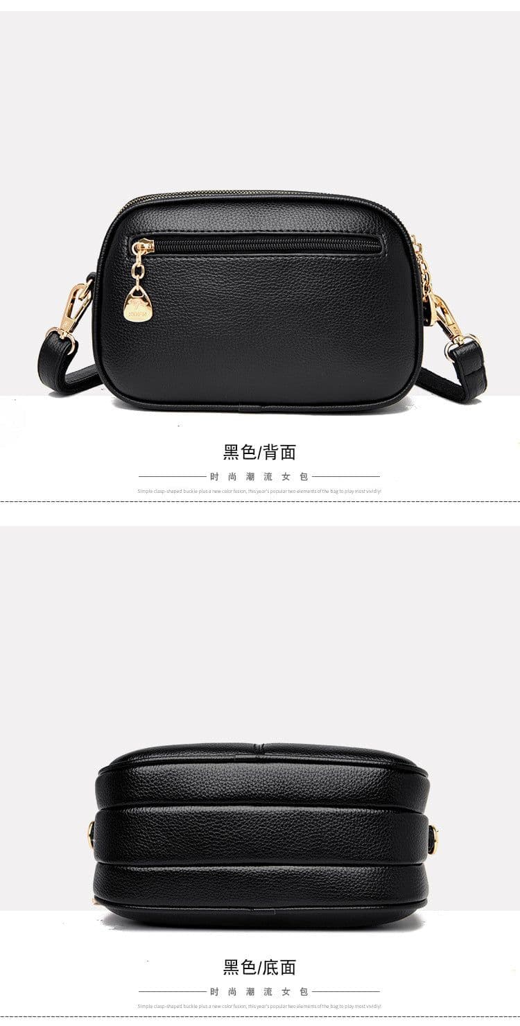 image-Women's 2022 Messenger PU Shoulder Bag - Blue with Compartments