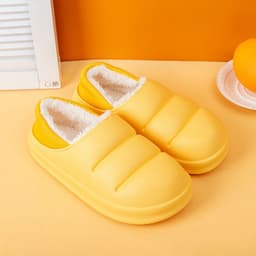 image-Waterproof Cotton Slippers Women Winter Bag Heel Home Furnishing Plush Thick Bottom Indoor Confinement Warm Cotton Shoes Men Wholesale