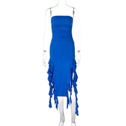 image-Women's Sleeveless Midi Dress - Irregular Tube Top Summer