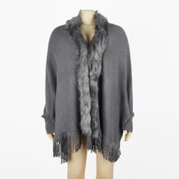 image-MONDORIO Cape Cardigan - Khaki Wool Tassel