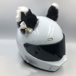 image-Motorcycle Helmet Cat Ears Bow Decoration - Plush Red