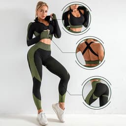 image-Hua Er Yuan Yoga Running Set - Blue Three-Piece Slim Fit, XL