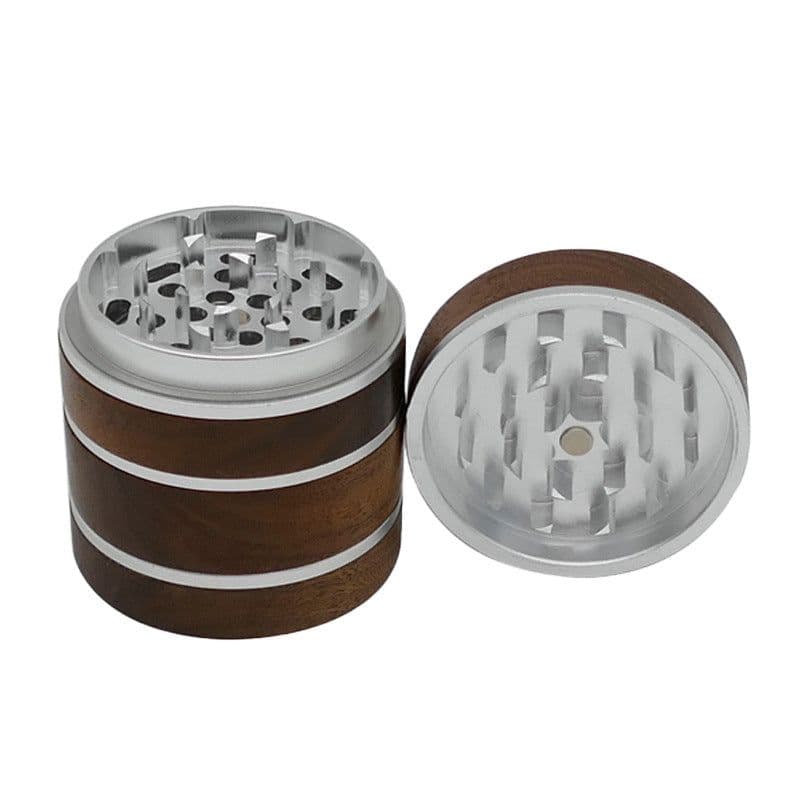 image-Cross-border e-commerce new walnut aluminum alloy 63mm4-layer tobacco grinder grinder