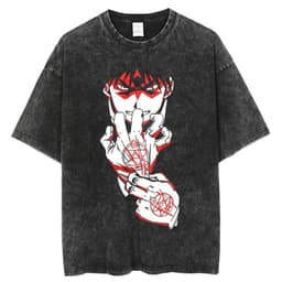 image-Black Cartoon T-Shirt, Breathable, XXXL, Loose Fit, Men's