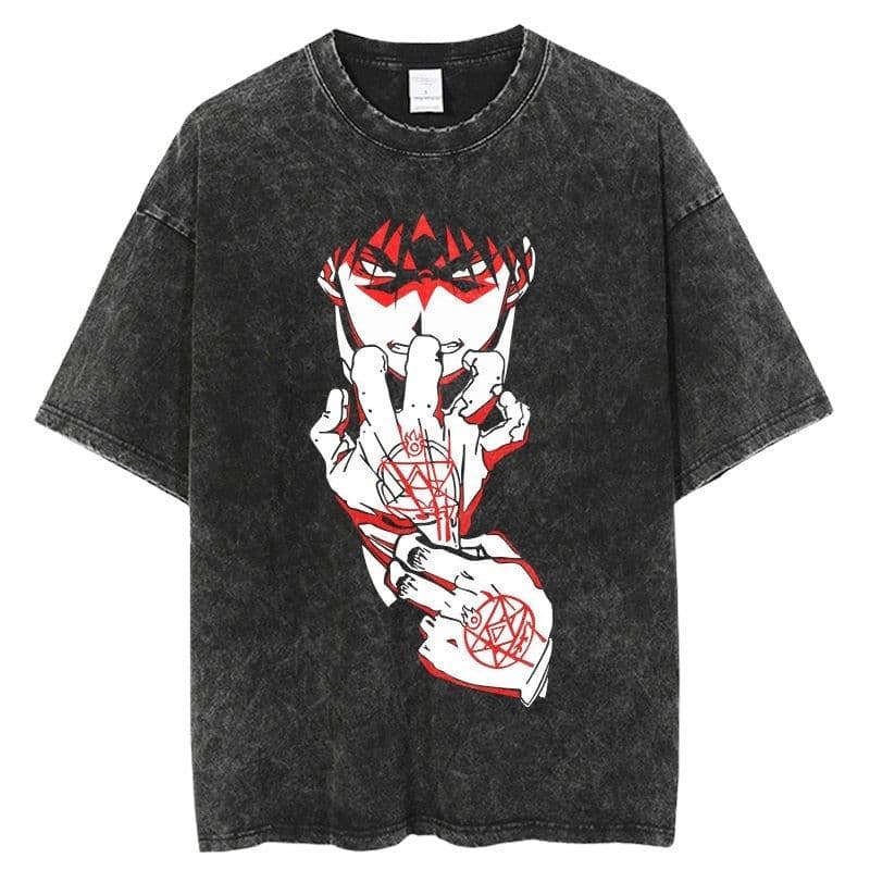 image-Black Cartoon T-Shirt, Breathable, XXXL, Loose Fit, Men's