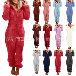 image-Women's Hooded Jumpsuit Fleece - Light Purple 5XL