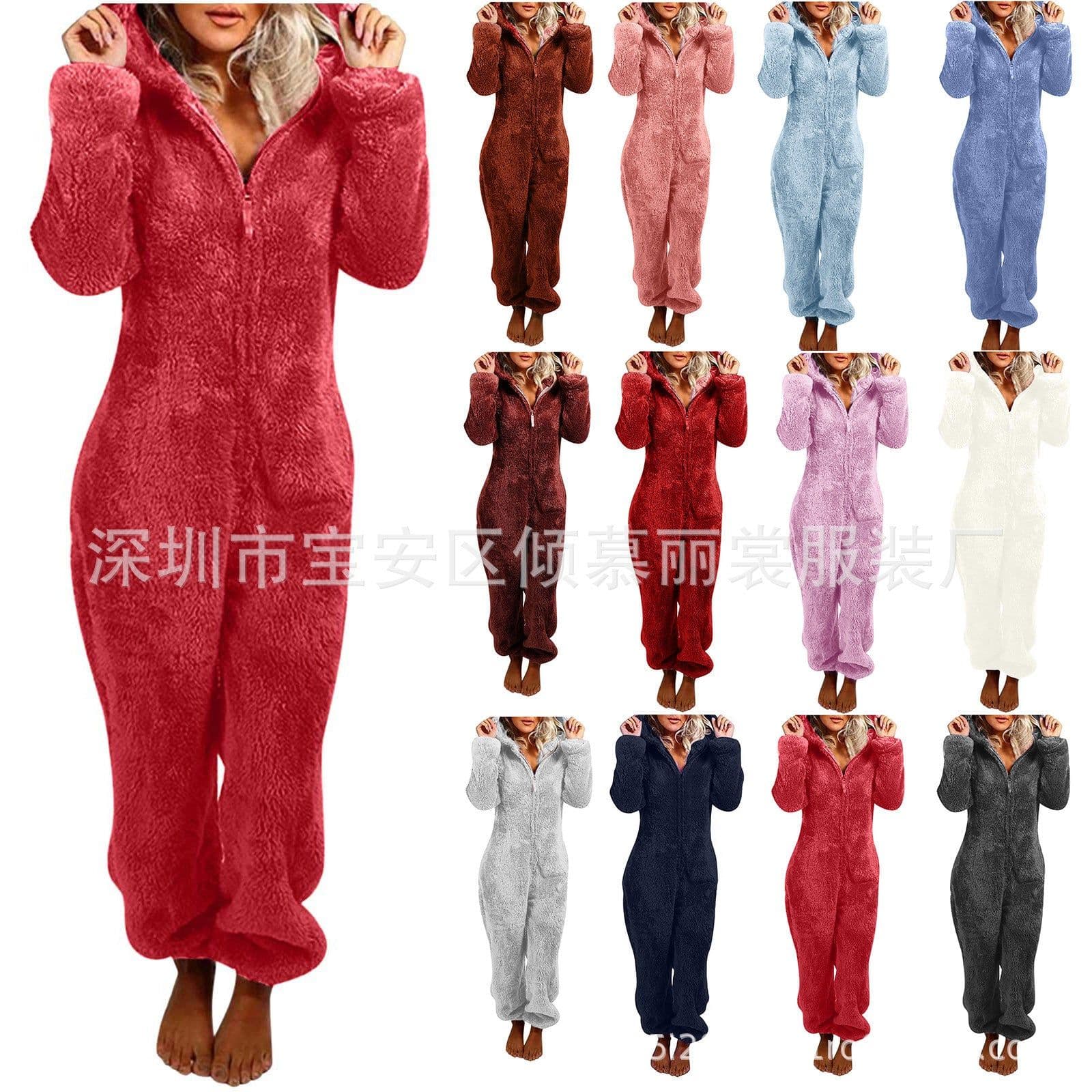 image-Women's Hooded Jumpsuit Fleece - Light Purple 5XL