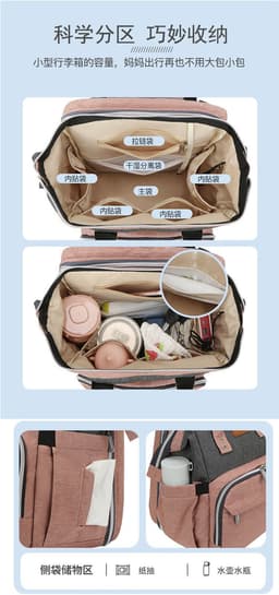 image-Mommy Bag Backpack - Portable Foldable Crib